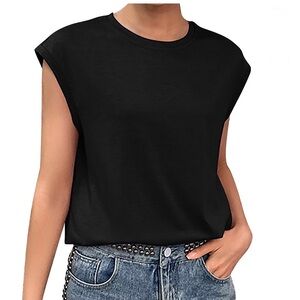 Boxy Shoulder Sleeveless Tee